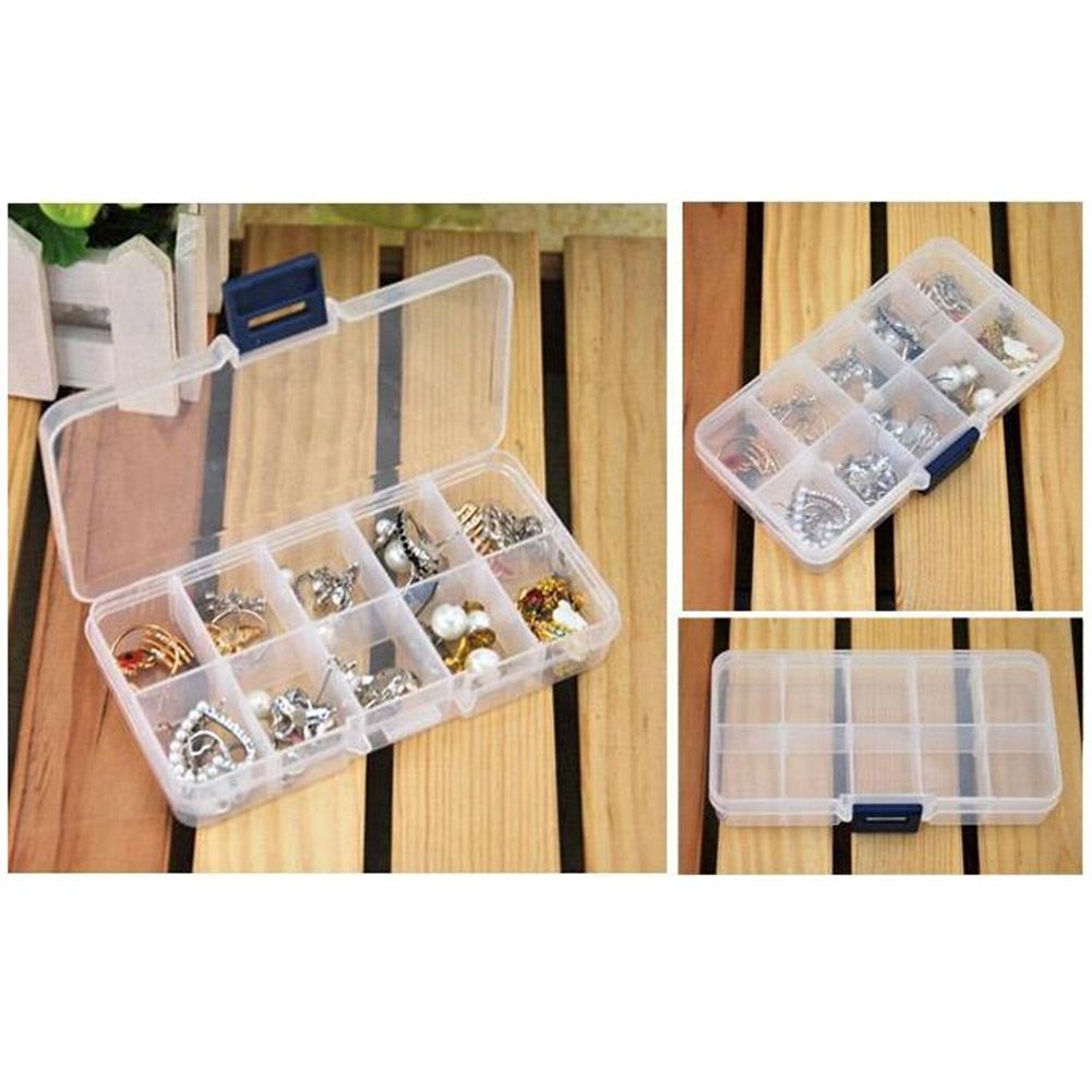 Clear 10/15/24 Grids Jewelry Storage Box Pills Organizer-