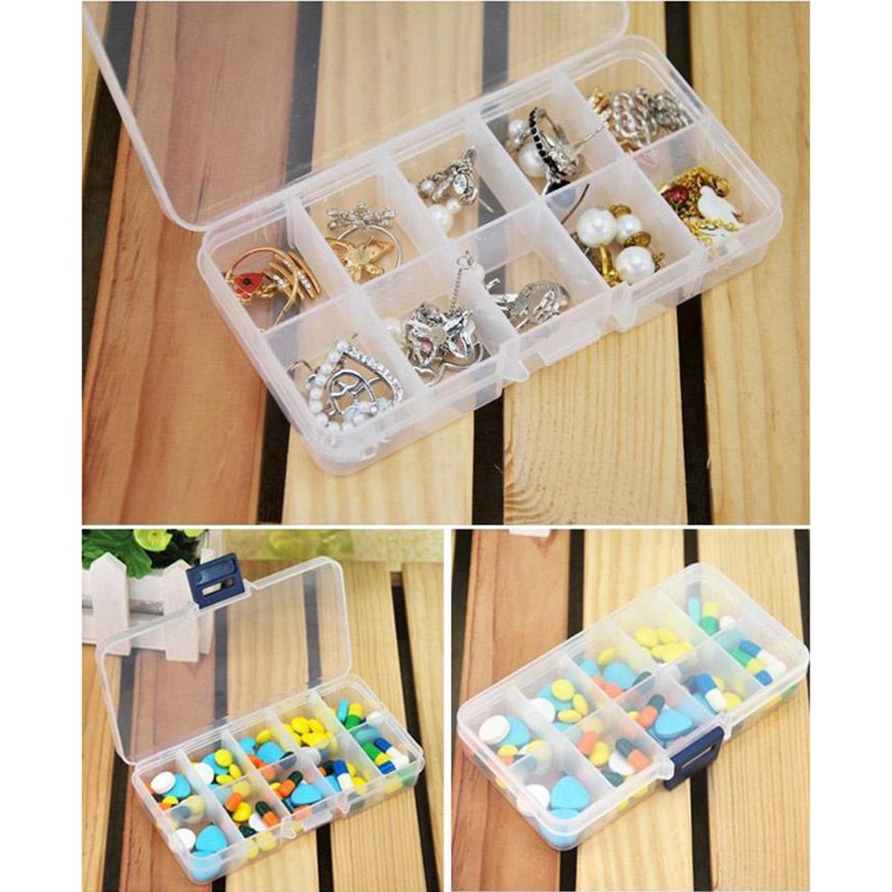 Clear 10/15/24 Grids Jewelry Storage Box Pills Organizer-