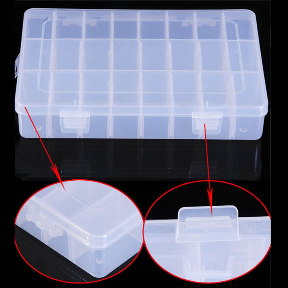 Clear 10/15/24 Grids Jewelry Storage Box Pills Organizer-