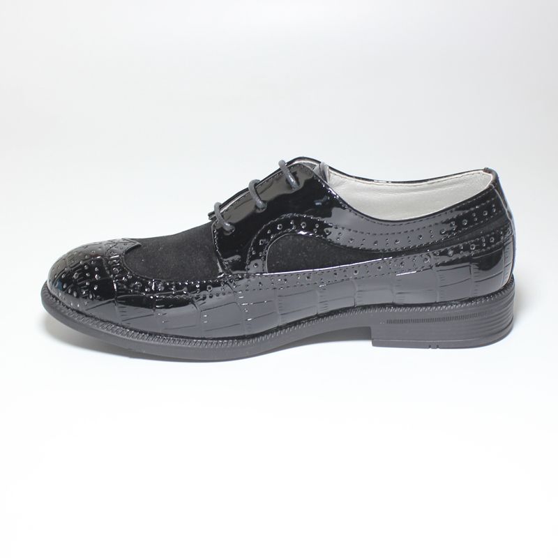Classic Boys Formal Shoes Black Patent Leather Anti-slip Brogue