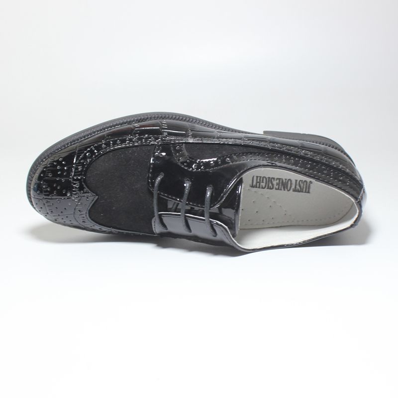 Classic Boys Formal Shoes Black Patent Leather Anti-slip Brogue