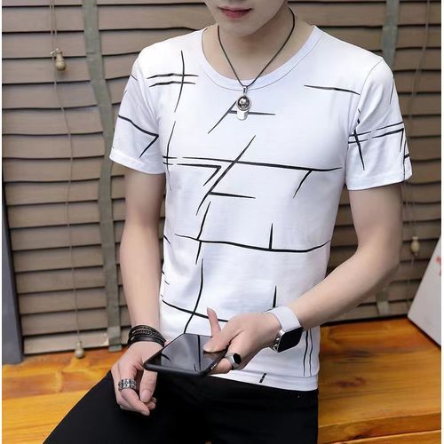 2 Pieces Gray+White Men's T-shirt M-5XL Large Size Shirt Tops