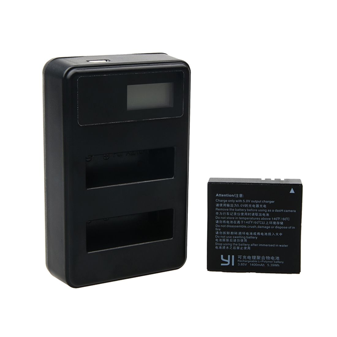 Xiaoyi 4K Sport Camera LCD Screen Dual Batteries Charger With USB Cable, Displays Charging Capacity (XM47)