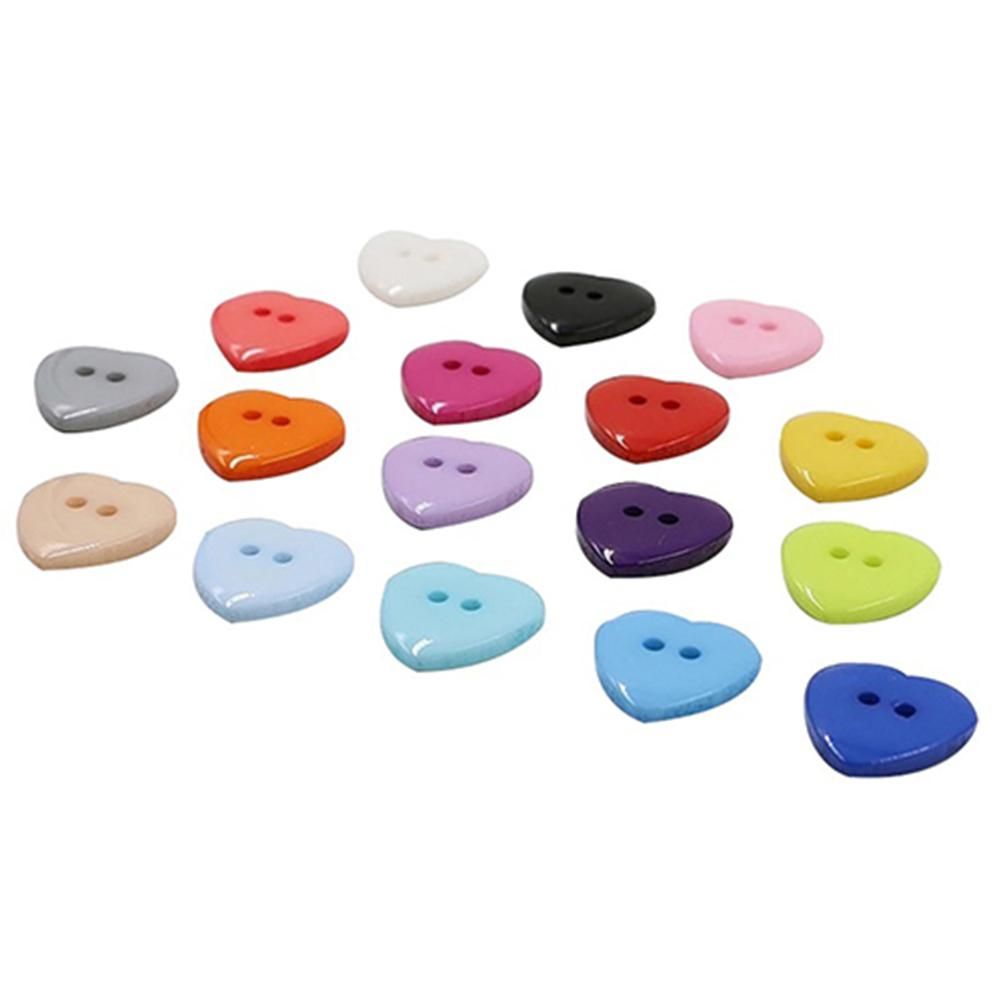100PCs Heart Mixed Colors Resin Buttons Fit Sewing or Scrapbooking 10mm