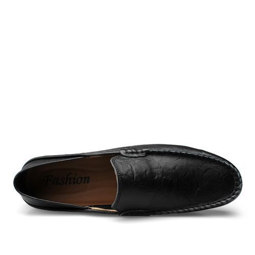 Big Size 37-47 PU Leather Shoes Men Casual Moccasins-Black
