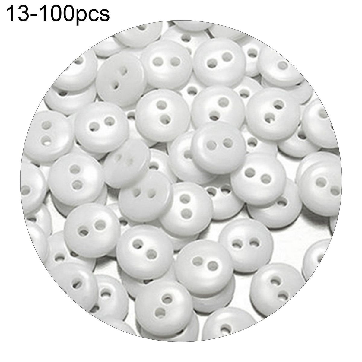 100 Pcs Button Assorted Candy Color Round DIY Crafts Children's Manual Button for Clothes-13 White