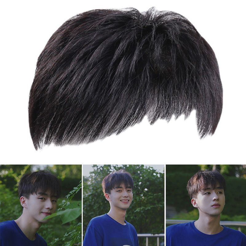 Male Clips-On Short Hair Wig Head Top Replacement Blocks