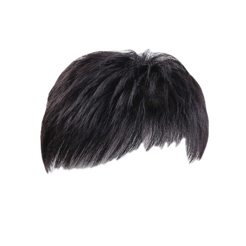Male Clips-On Short Hair Wig Head Top Replacement Blocks