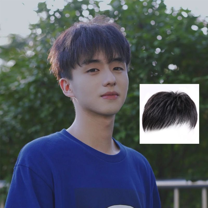 Male Clips-On Short Hair Wig Head Top Replacement Blocks