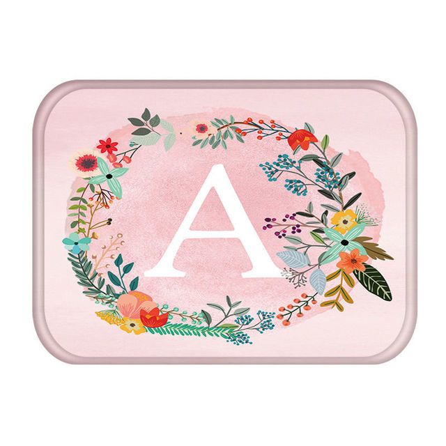 Pink Flower Letter Kitchen Entrance Door Mat Coral