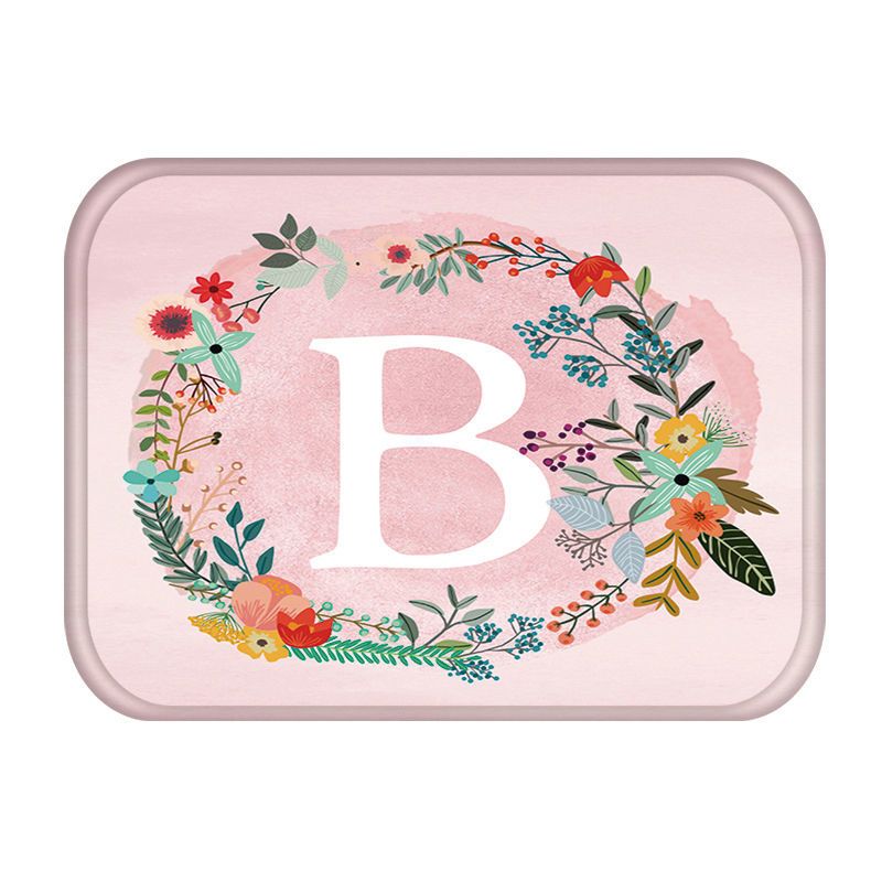 Pink Flower Letter Kitchen Entrance Door Mat Coral