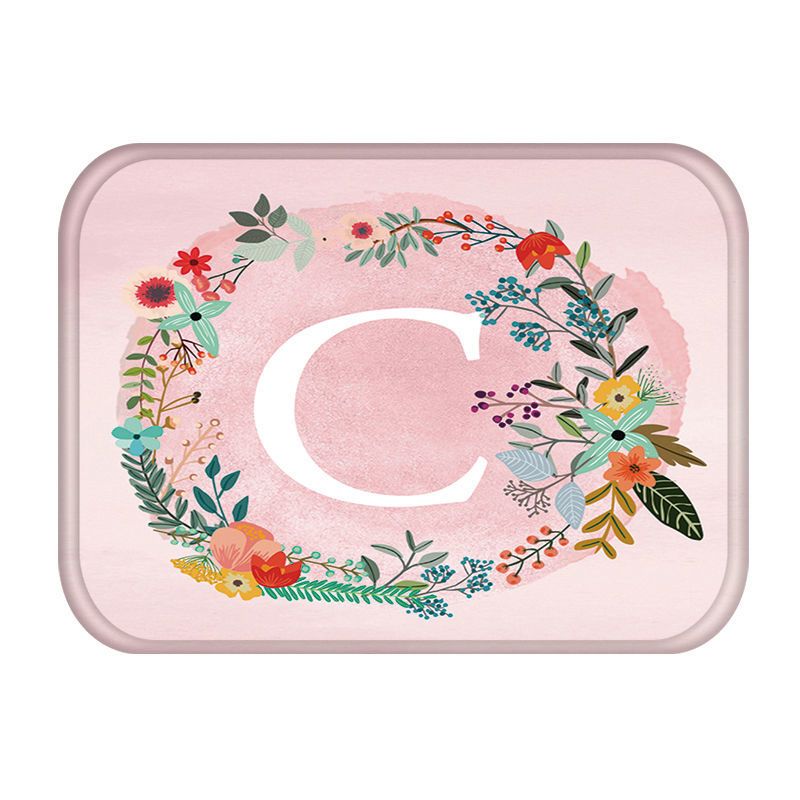 Pink Flower Letter Kitchen Entrance Door Mat Coral