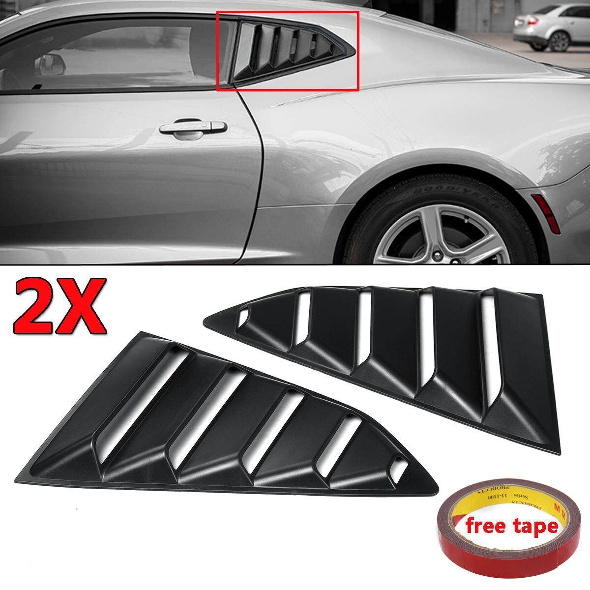 Matt Black Side Window 1/4 Quarter Louver Cover Vents For 2016-2018 Chevy Camaro
