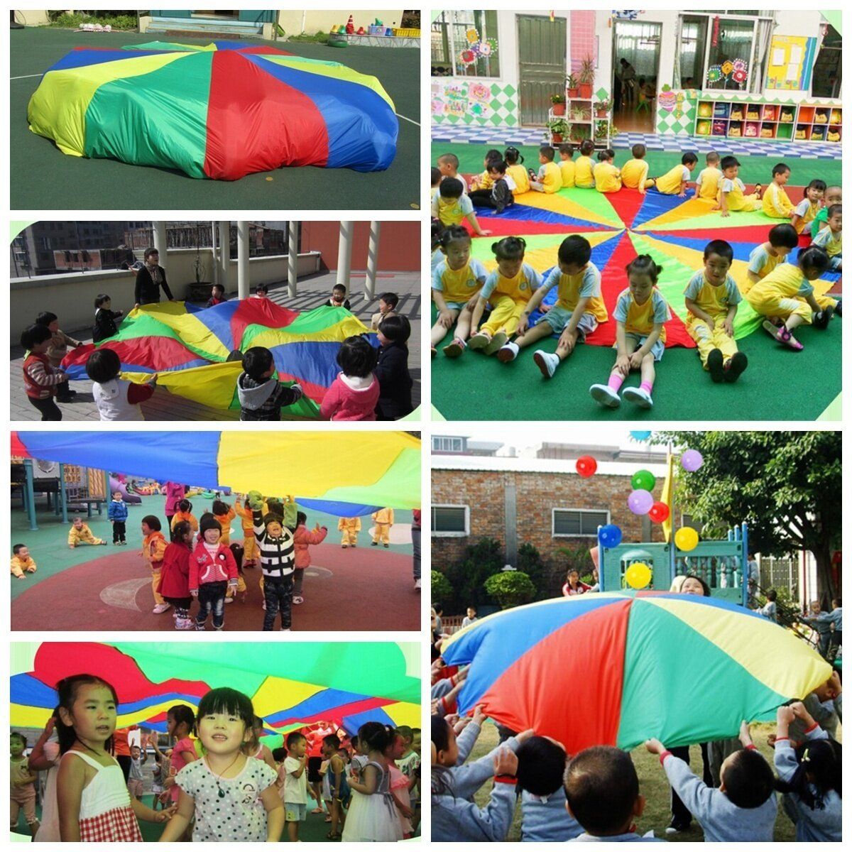 6Ft 8 Handles Kids Play Parachute Children Outdoor Game Sport Exercise