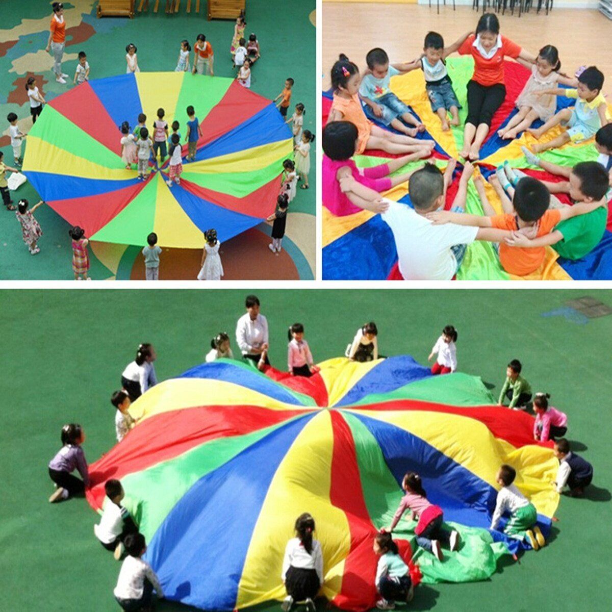 6Ft 8 Handles Kids Play Parachute Children Outdoor Game Sport Exercise
