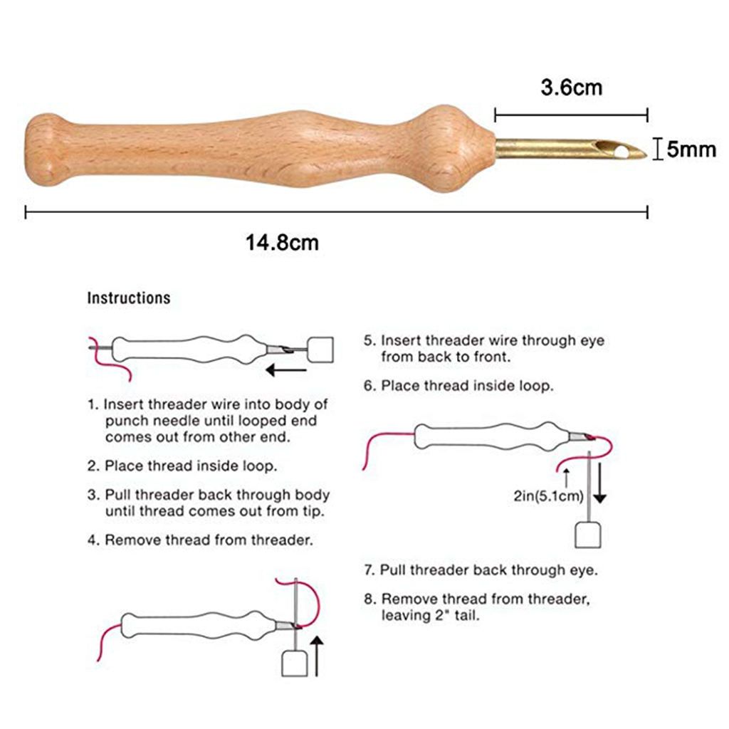 DIY Embroidery Pen Punch  Felting Threader Set Wooden Handle