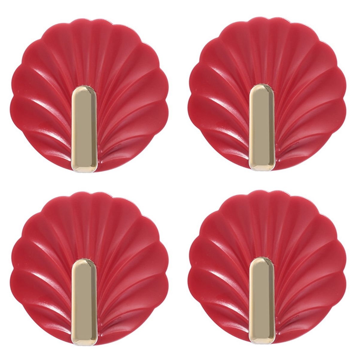 4Pcs Wall Hooks Home Keys Small Items Stick Door Hooks Red