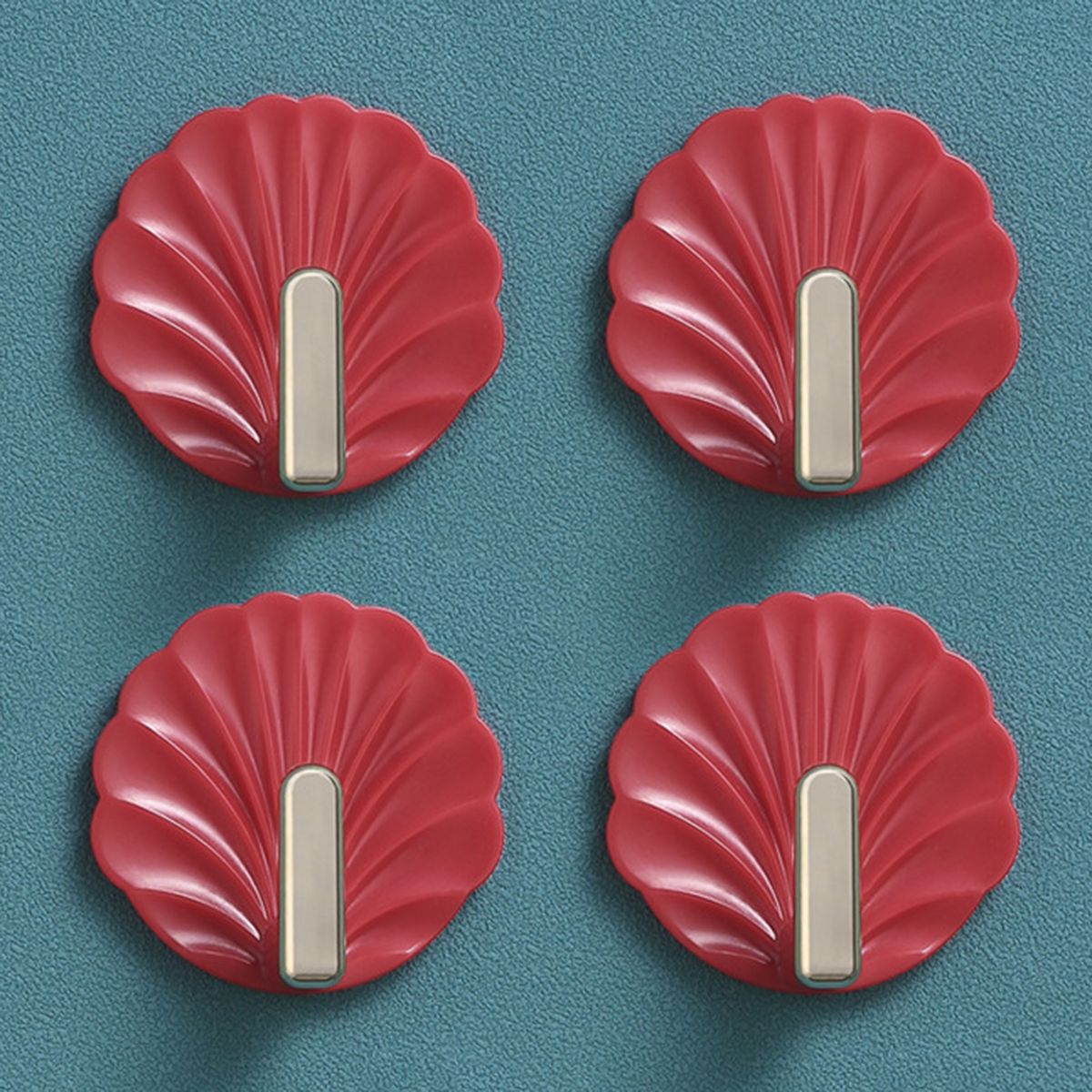 4Pcs Wall Hooks Home Keys Small Items Stick Door Hooks Red