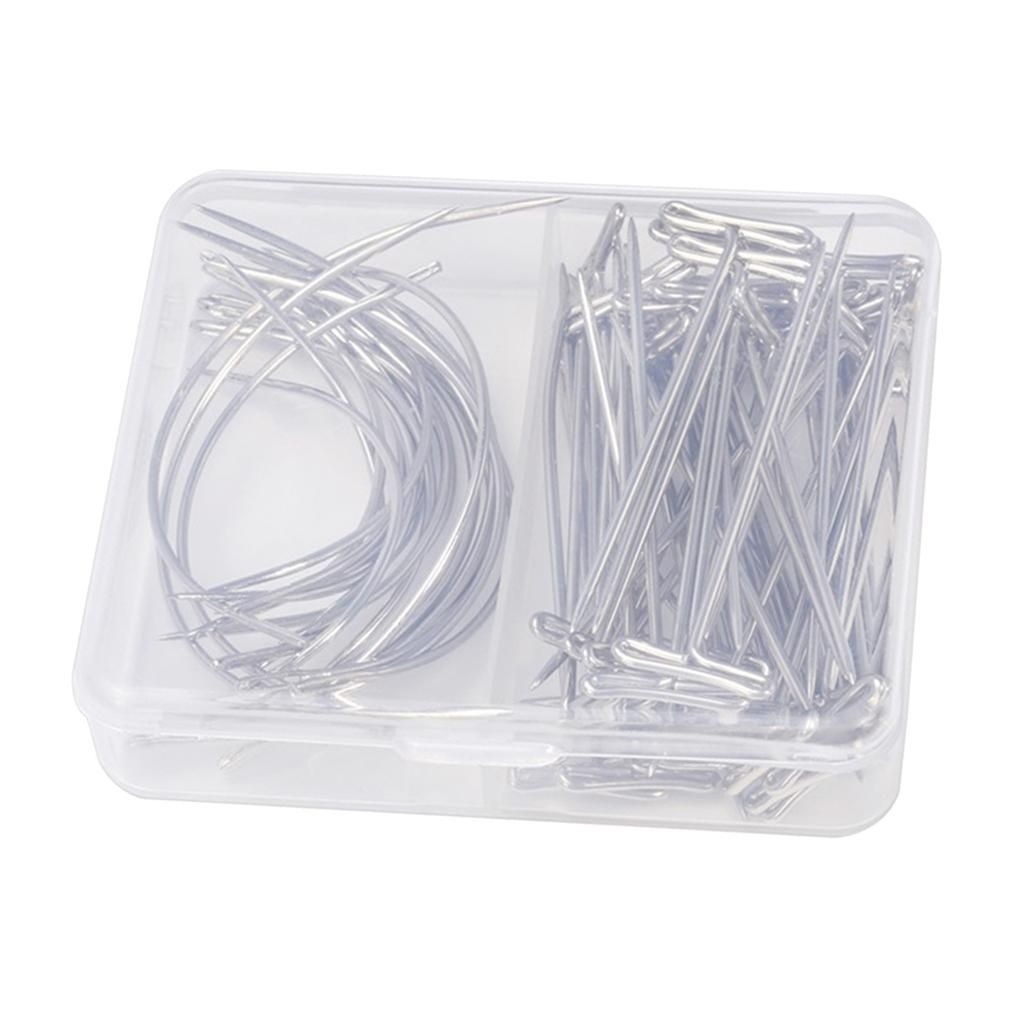 70 Pieces Wig C Curved Needles T Pins For Wig Making, Craft Sewing