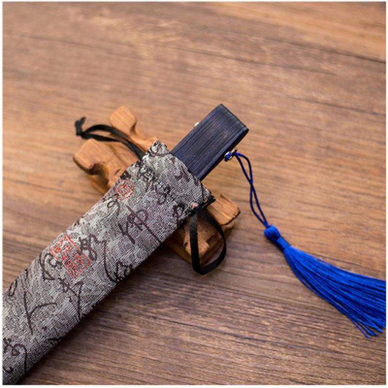 Folding Style Bag String Storage Retro Gift 1pc Chinese Cover Eastern Hand Decorative Pouch Shape Ancient Fan Drawing Case Long