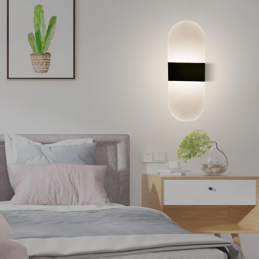 AC 85-265V 6W Modern Wall Sconce Up Down Lamp Acrylic LEDs Wall Mounted Lights Indoor Lighting for Bedroom Balcony Hallway Corridor Stairs