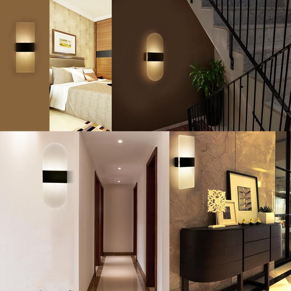 AC 85-265V 6W Modern Wall Sconce Up Down Lamp Acrylic LEDs Wall Mounted Lights Indoor Lighting for Bedroom Balcony Hallway Corridor Stairs