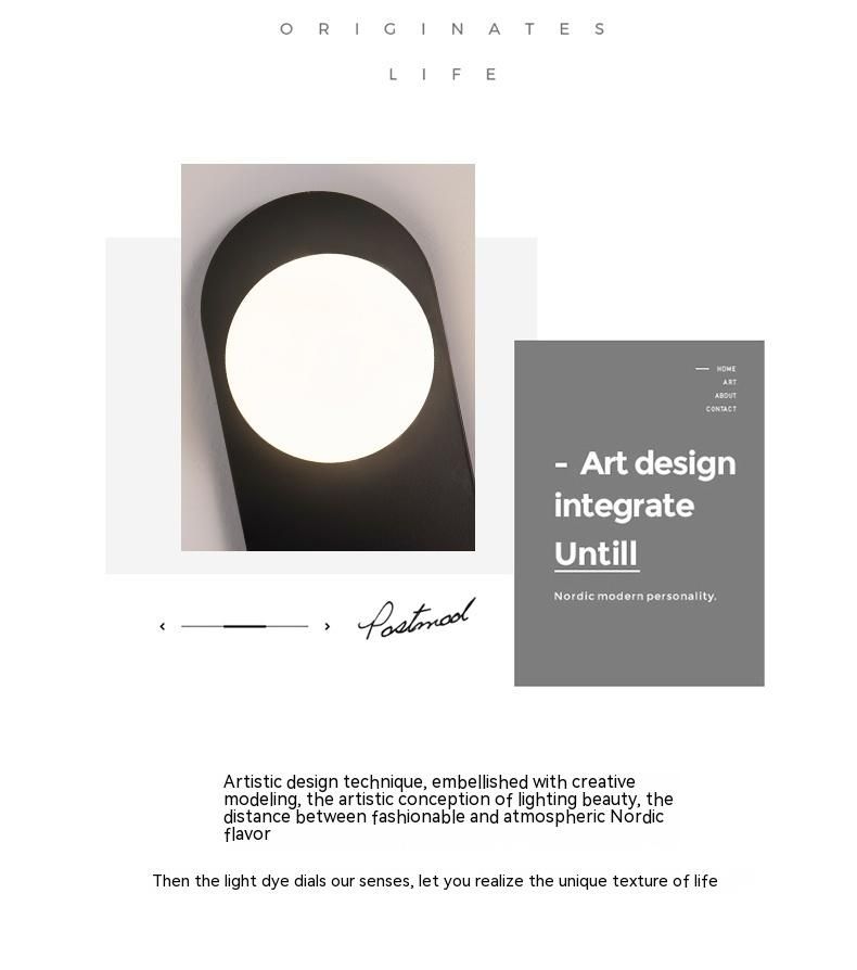 Minimalistic bedside wall lamp in the hallway