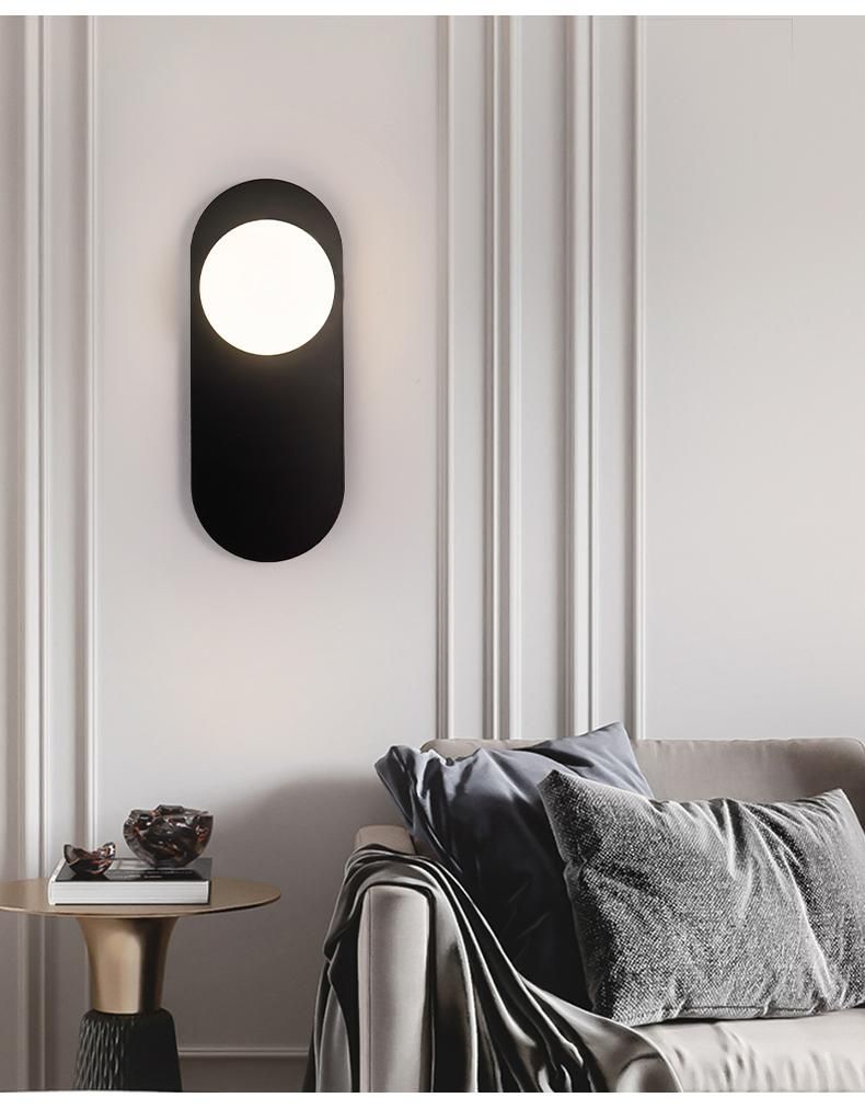 Minimalistic bedside wall lamp in the hallway