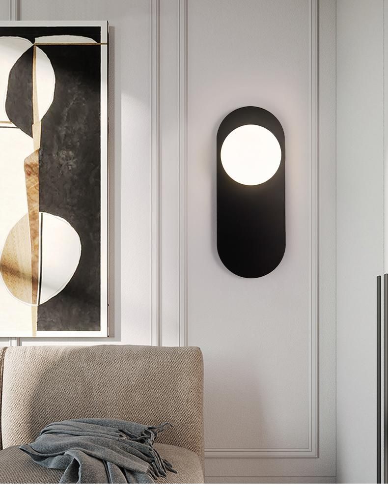 Minimalistic bedside wall lamp in the hallway