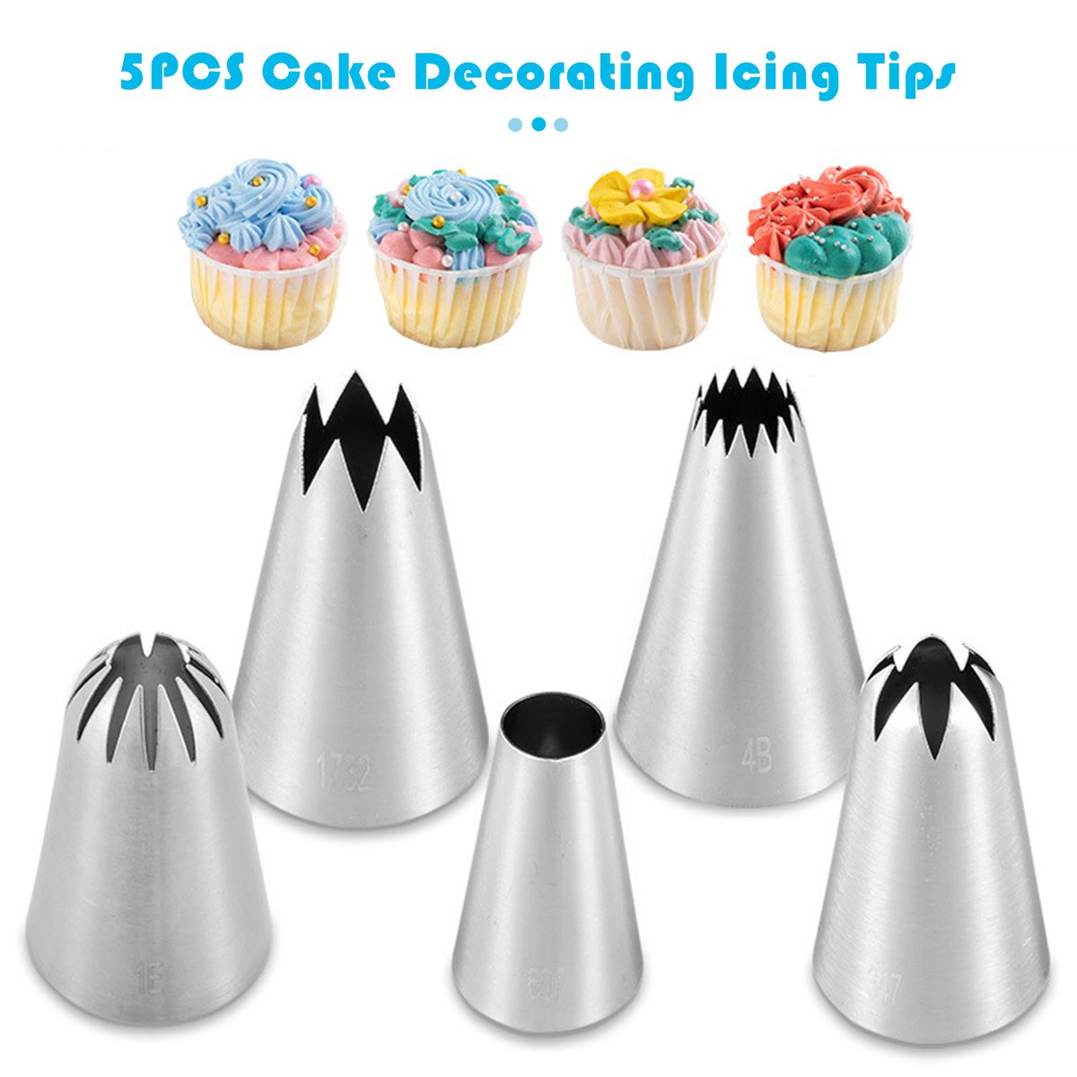 5PCS Cake Decorating Icing Tips For Cake Cupcake Decorating