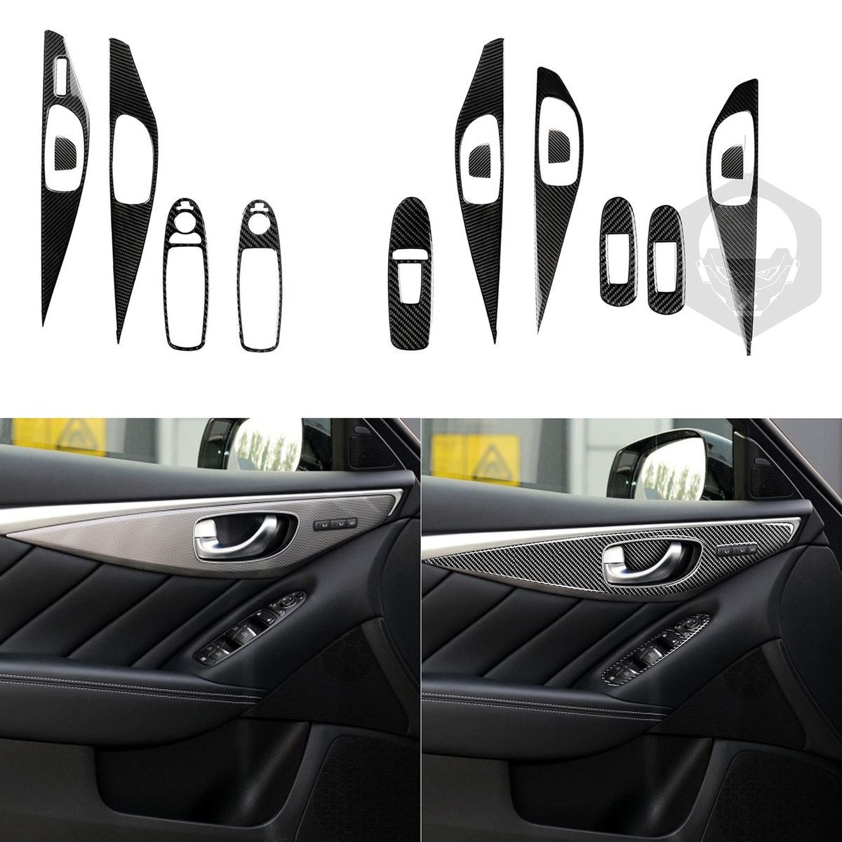 Carbon Fiber Automotive Door Interior Stickers Replacement For Infiniti Q50 Q60 QX50 QX60 Accessories
