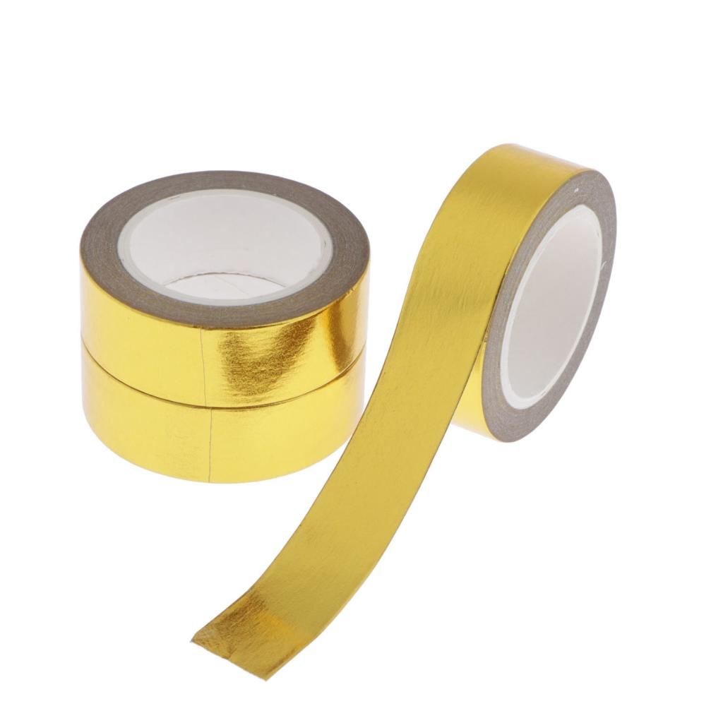 3 Rolls  Washi Paper Tape Sticky For Golden
