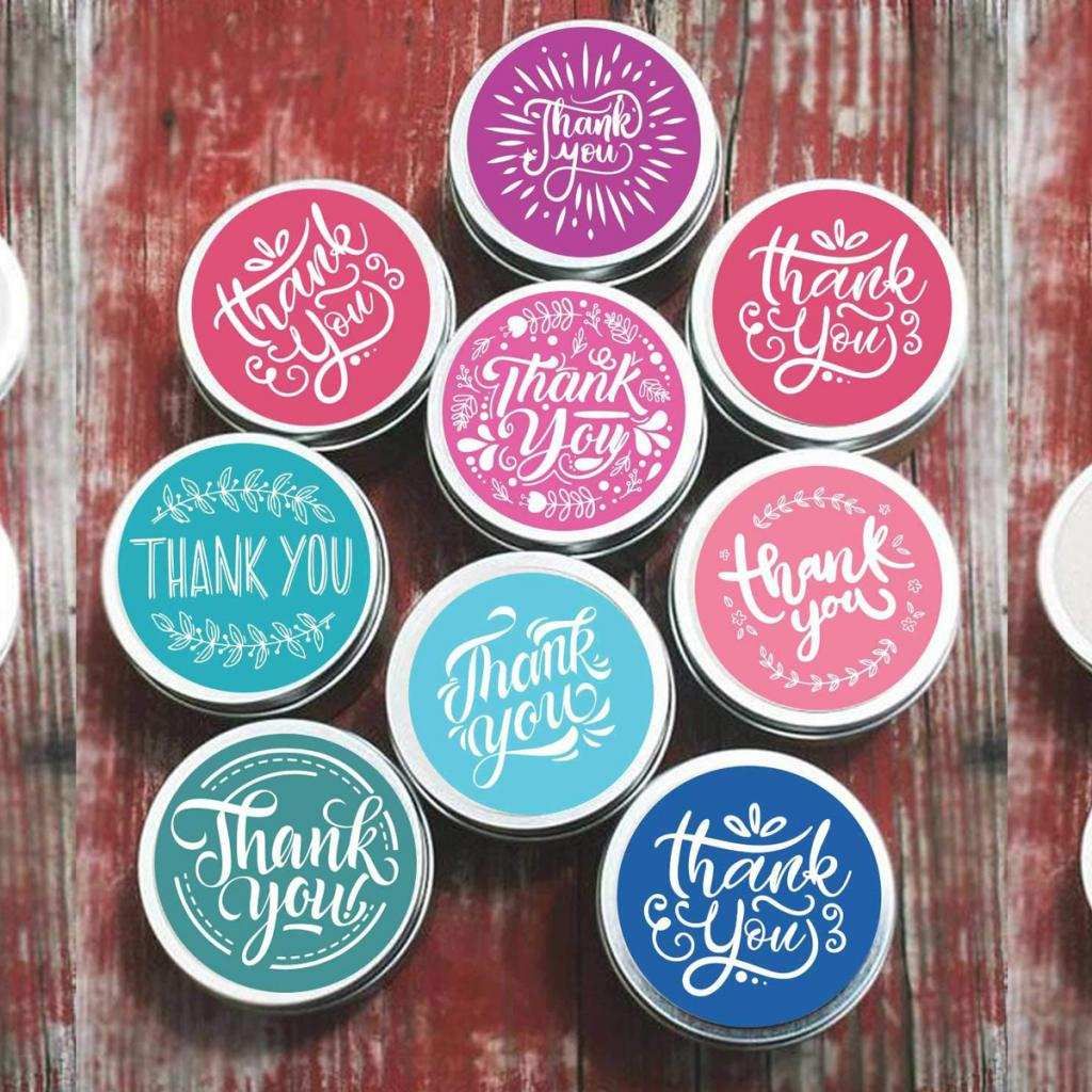 500 Pieces Roll Thank You Packaging Sealing Stickers Round Paper Blue