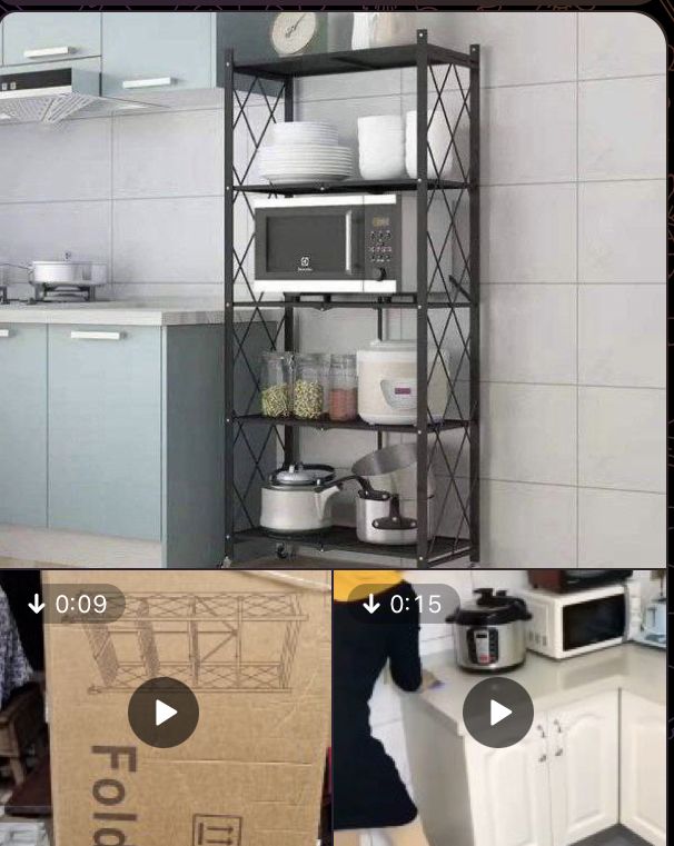 5 Step Foldable Storage With Wheel For Home, Kitchen&Office
