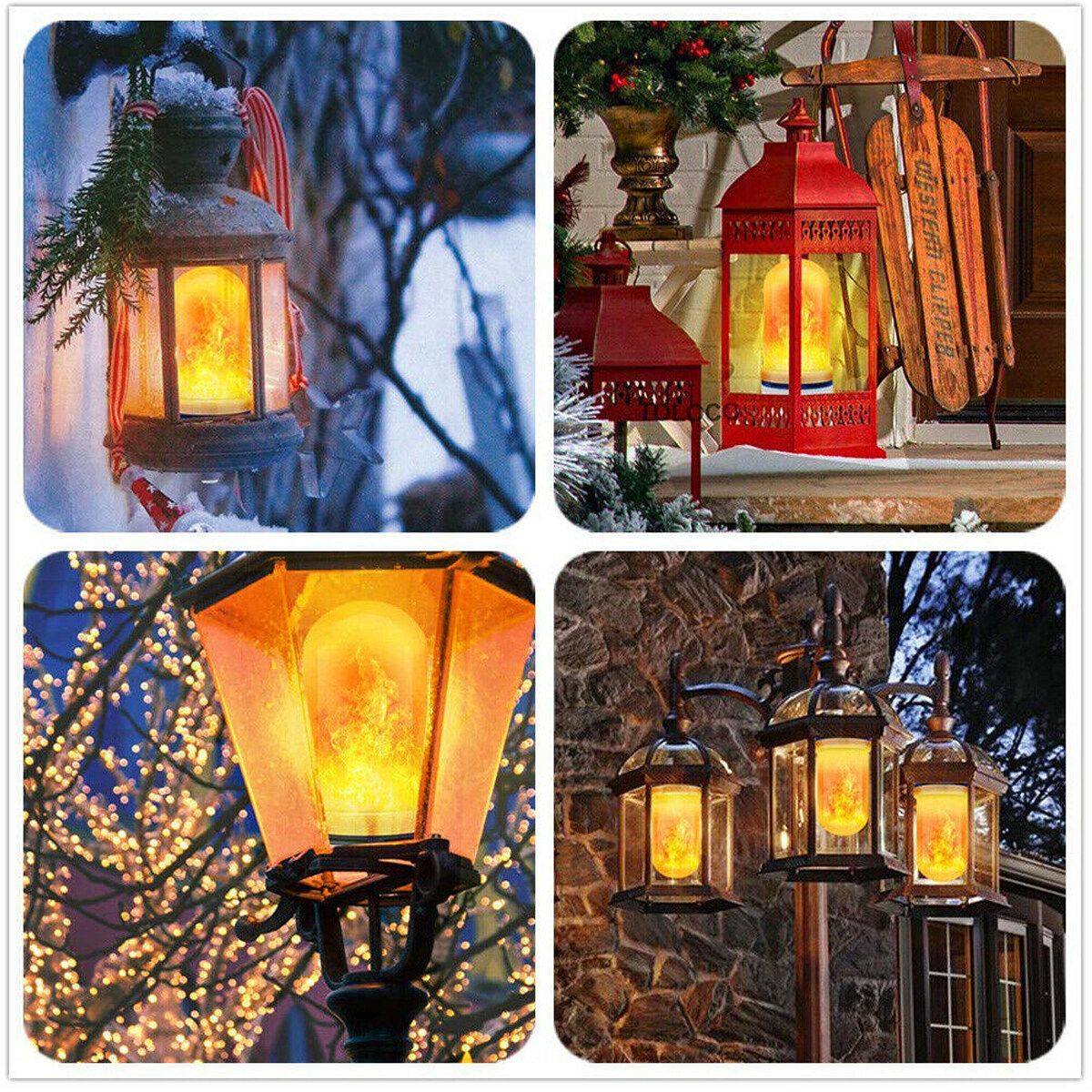 E27 7W Led Flame Effect Light Bulb Flickering Flame Bulb Lamp Home Decor Black