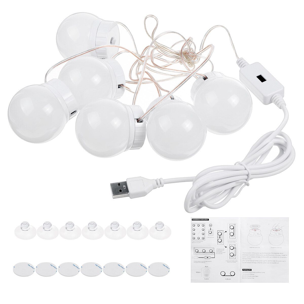 4000-5000K Vanity LED Mirror Light Kit For Makeup Hollywood Mirror With Dimmable Light Bulb -- 2pcs /6pcs /10pcs /14pcs LEDs 6 LEDs