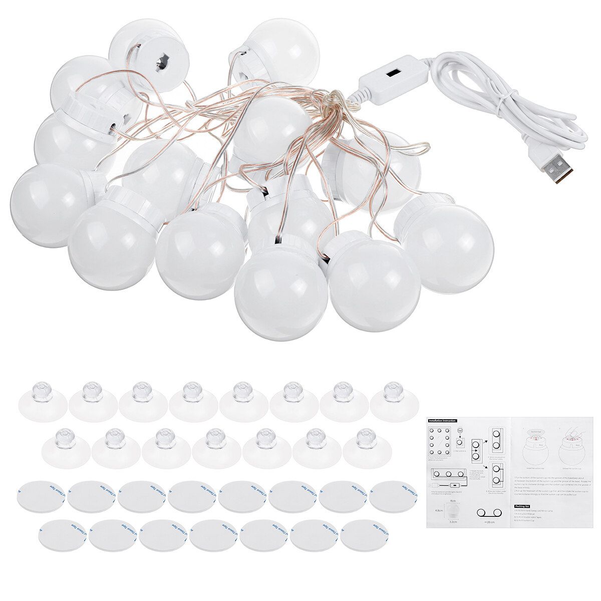4000-5000K Vanity LED Mirror Light Kit For Makeup Hollywood Mirror With Dimmable Light Bulb -- 2pcs /6pcs /10pcs /14pcs LEDs 14 LEDs