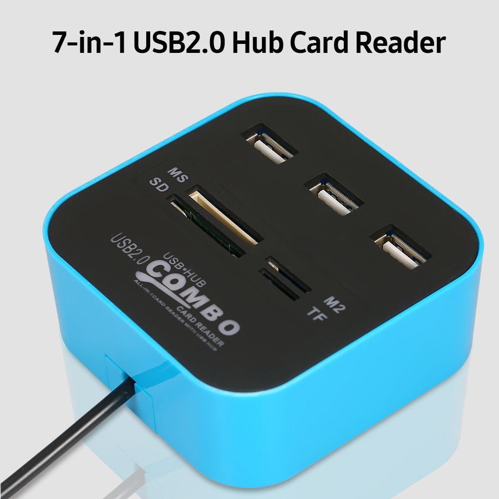 7-in-1 Multifunctional USB2.0 Hub Converter Card Reader With