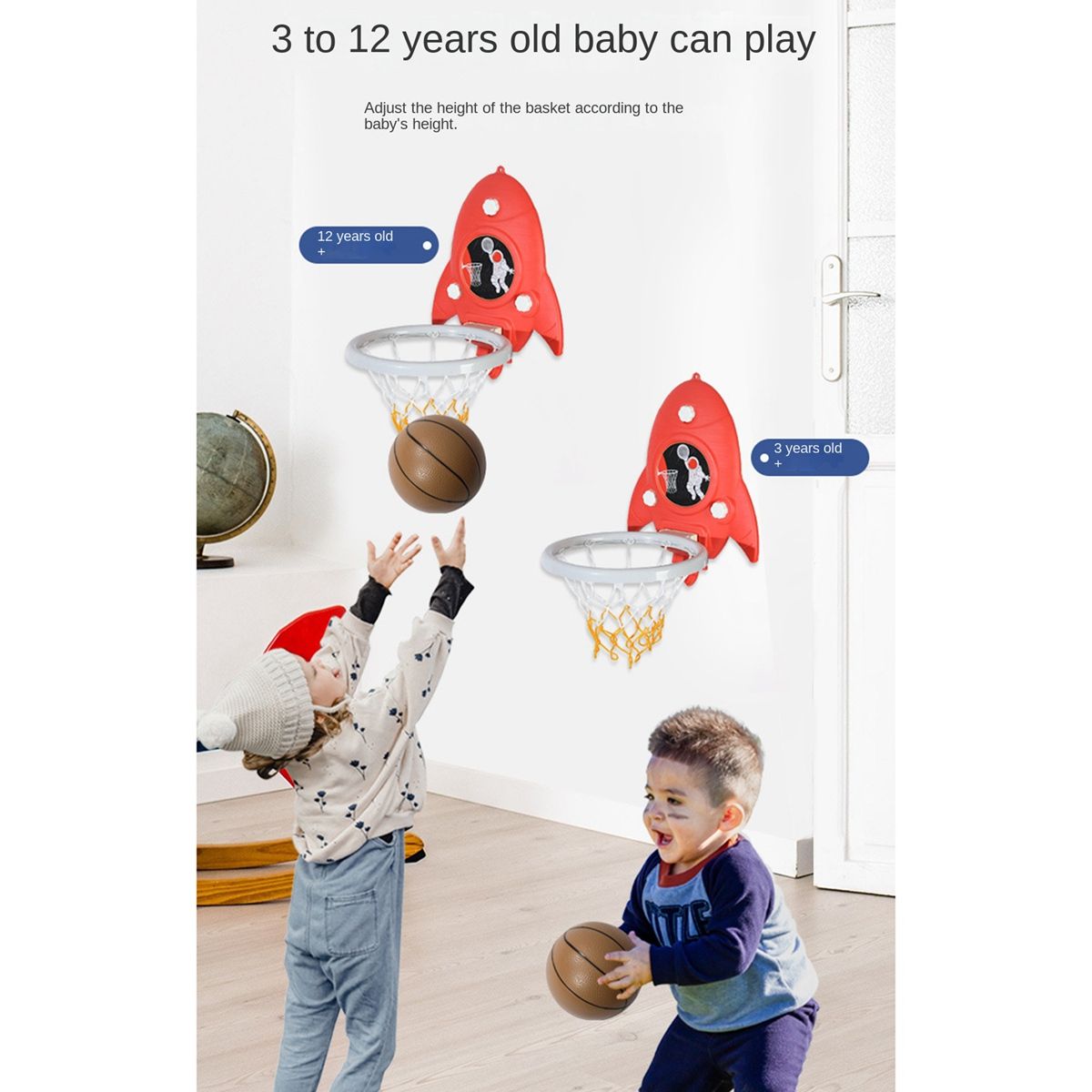 Kids Sports Toy Hoop Set with Balls&Ball Pump Ha