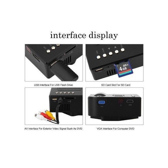 LED LCD (QVGA) Mini Video Projector-Black