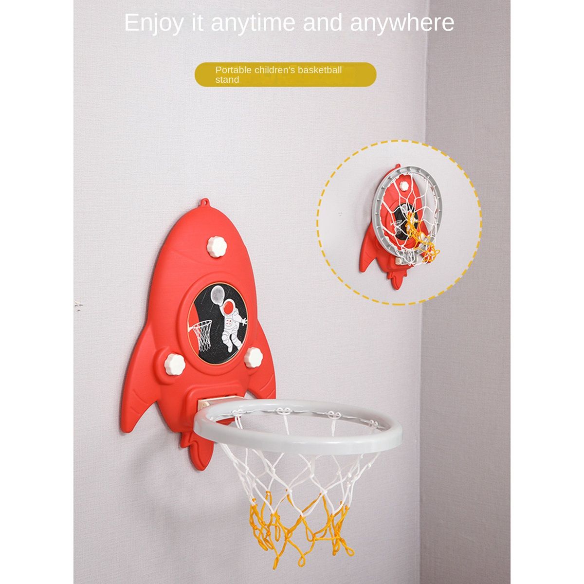 Kids Sports Toy Hoop Set with Balls&Ball Pump Hanging Type P