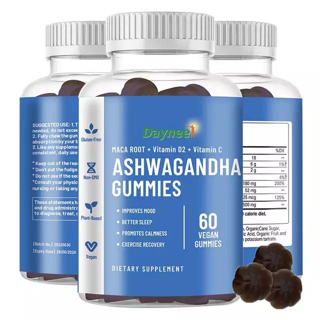 Ashwagandha Gummies With Maca & Vitamin C For Stress Relief, Better Sleep, Calmness