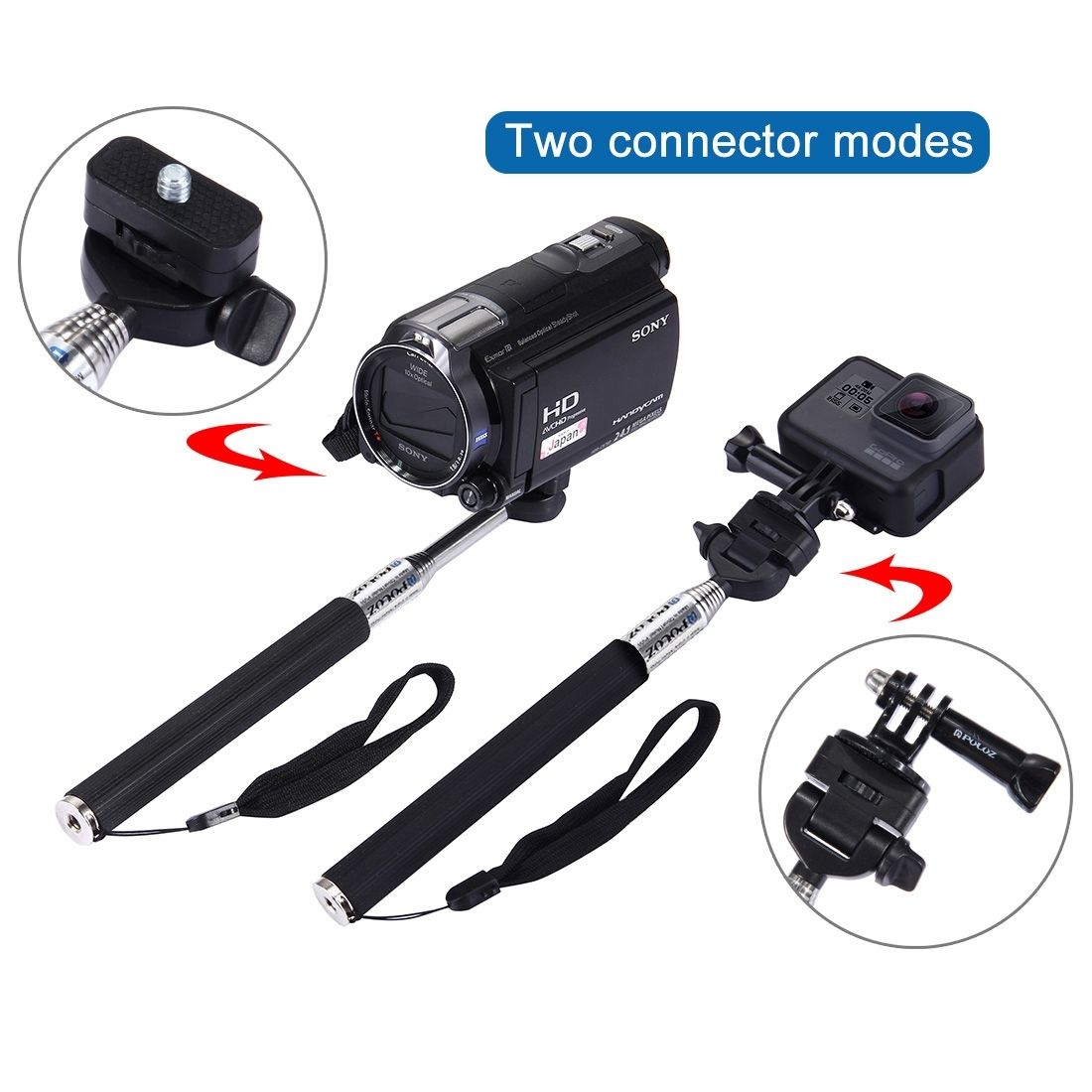 Extendable Hand Held Selfie Monopod For GoPro HERO5 /4 Session /4 /3+ /3 /2 /1, Length: 22.5-100cm