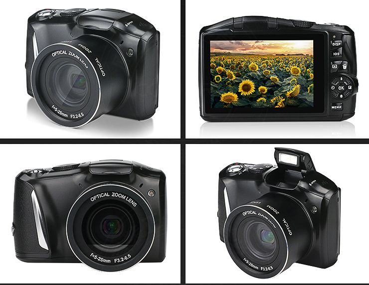 KOMERY CDR6 24MP 20X Zoom 720P HD 3.5 Inch Screen F3.2-6.5 Lens Mirrorless Digital Camera Night Version