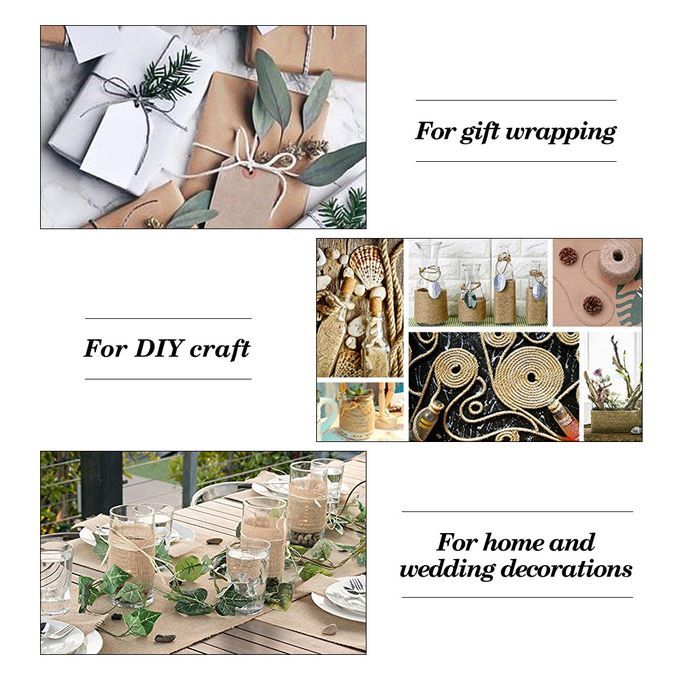 10Pcs Burlap Ribbon Roll With White Rope Trim Fabric Roll