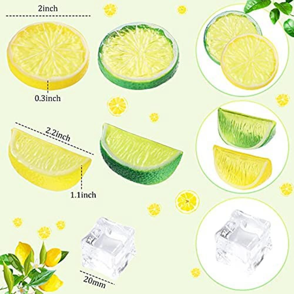 Artificial Lemon Slices Blocks Decor Clear Ice Lemon Blocks Decorative Fruit Ice Model for