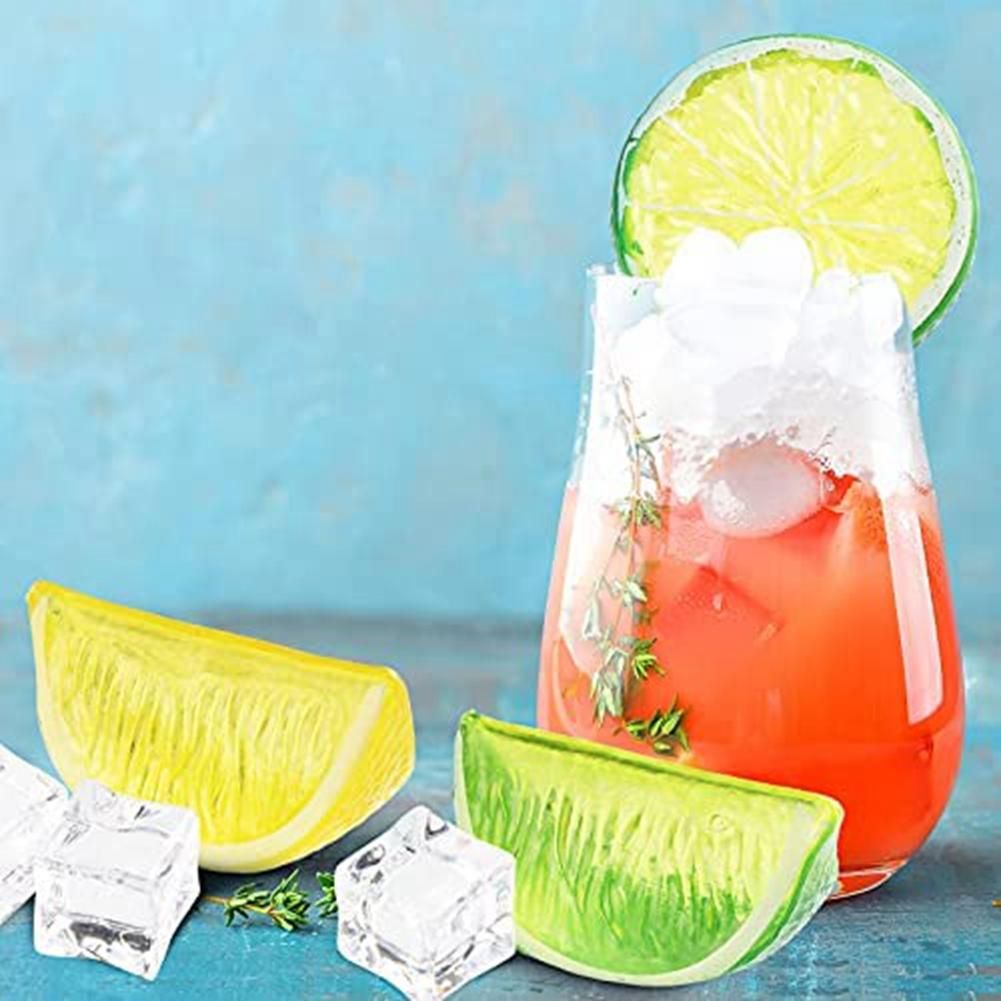 Artificial Lemon Slices Blocks Decor Clear Ice Lemon Blocks Decorative Fruit Ice Model for