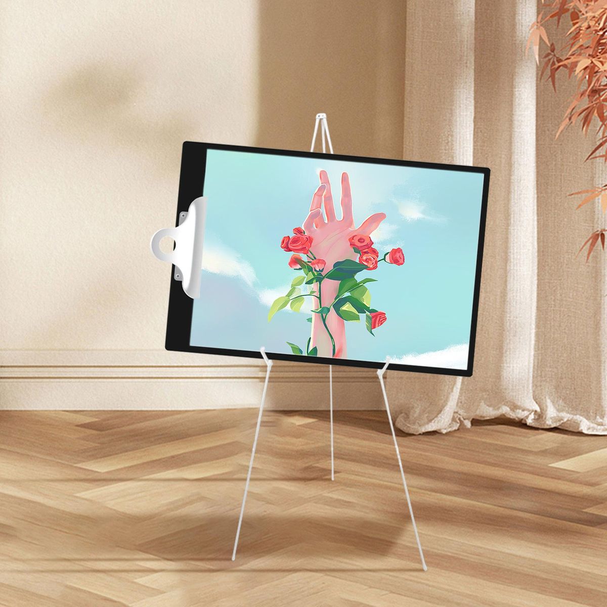 Tripod Display Easel Stand Metal Easel Stable White