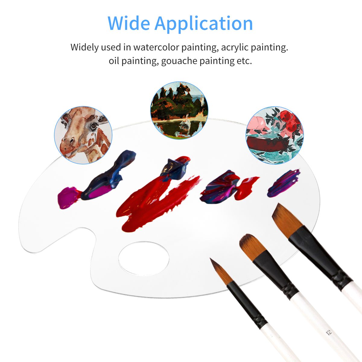 2PCS Acrylic Paint Palette Oval Shape Transparent Non-Stick
