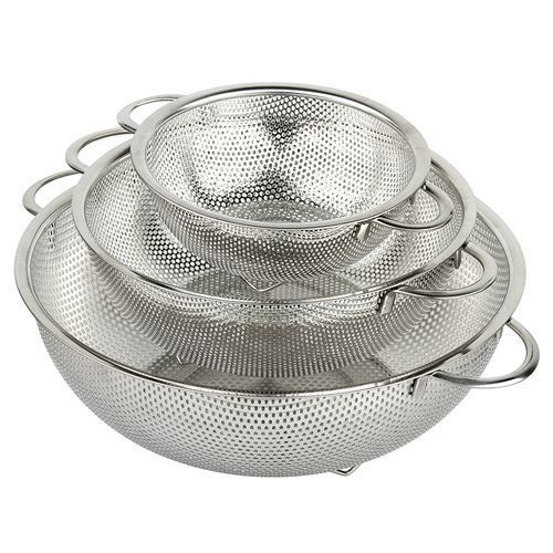 3pcs Stainless Steel Collander Bowl 22.5cm, 25.5cm, 28.5cm